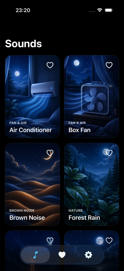 BabySounds sound catalog screen